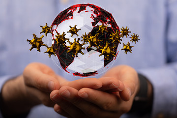 COVID-19 Business Finance Crisis Concept. Coronavirus Danger Pandemic. Global stress of world .