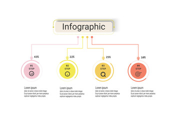 The vector design business infographic uses concepts creative circle template infographic with 4 options. It can be used for layout, workflows, diagrams, business process options, banners, web design.
