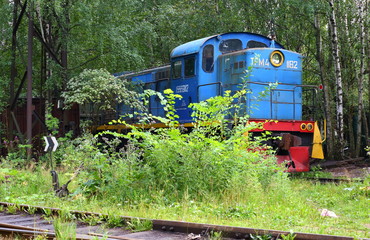 Four-axle shunting locomotive TGM4 1182 at the entrance way of the far Dalnevostochniy  prospect,...