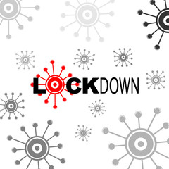 Illustration lockdown corona virus on white background