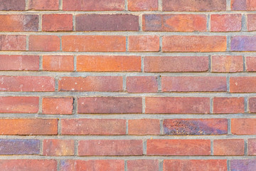 Red and orange dutch clinker brick facade close up shot
