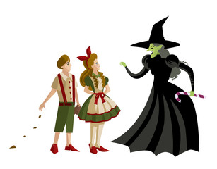hansel and gretel and the evil witch with a candy