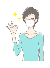 マスクを付けた笑顔の女性
