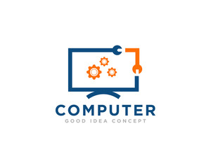 Computer Technology Logo Icon Design Vector