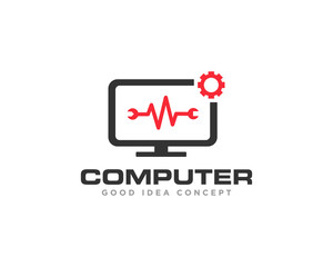 Fototapeta na wymiar Computer Technology Logo Icon Design Vector
