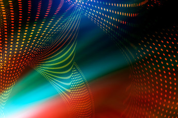Fototapeta premium Abstract multi-colored background element for design. Fractal graphics 3d illustration. Wide format composition of grid cells and circles. Information technology concept.