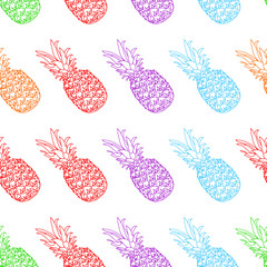 Pineapple graphic design vector art in various colors