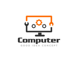 Computer Technology Logo Icon Design Vector