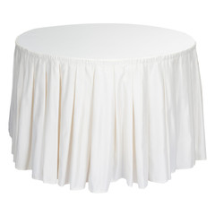 round table with white tablecloth