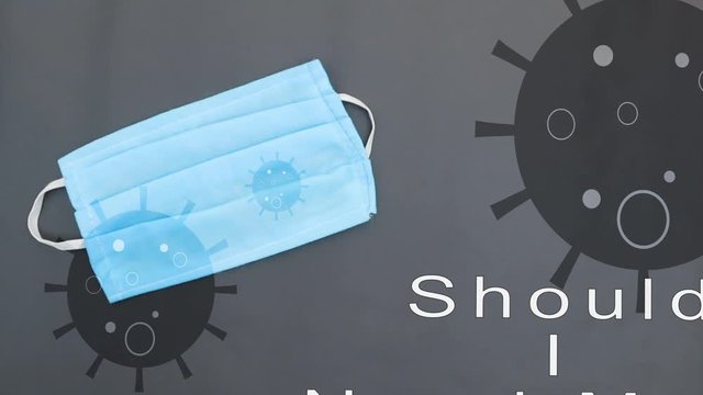 Concept of need for Medical face mask for coronavirus pandemic - showing with covid-19 pathogen and mask.