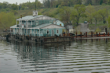 building on river