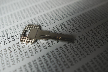 Concept image of internet security, key and personal information password.