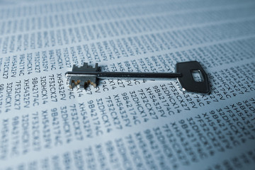 Concept image of internet security, key and personal information password.