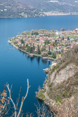 Fototapeta premium Aerial view of Maccagno in the Lake Maggiore