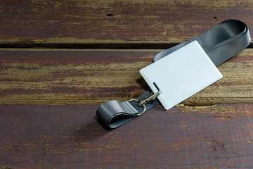 Proximity or RFID card for control security, access, protect on brow wood table.