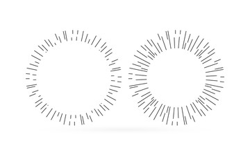 outline rays icon isolated on white, doodle burst set, sketch vector stock illustration