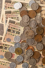 Japanese paper money and coins