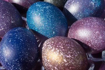 Decorated easter eggs on a blue background