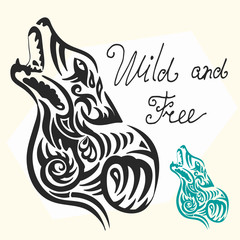 Wolf head on a white background. Print. Logo. Vector illustration