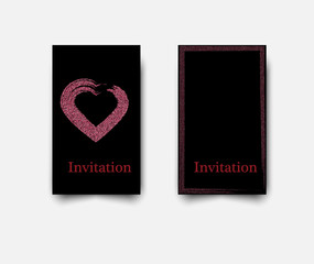 Two vertical banners with abstract, bright pink glitter on a black background.