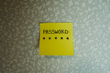 Secret password written on paper note on background. Login access, encryption and cyber security concepts.