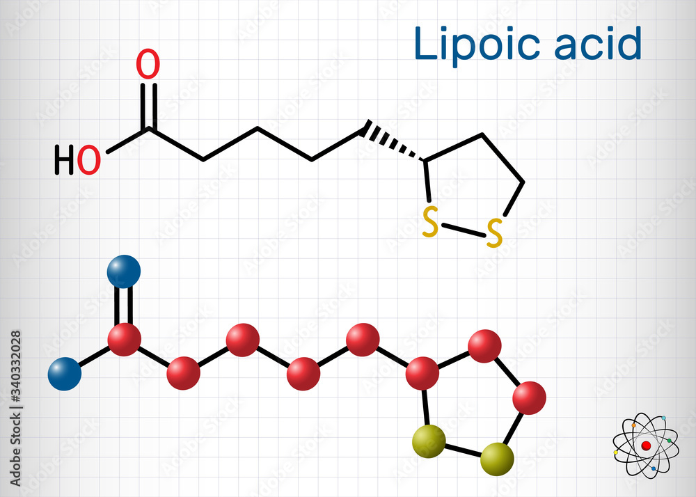 Canvas Prints lipoic acid, la, ala, alpha lipoic, thioctic acid, lipoate molecule. it is organosulfur compound, vi