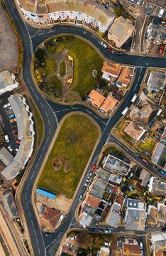 Vertical Aerial Overhead Shot Of The City Streets