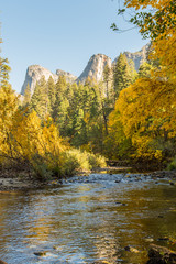 Merced River seen from Valley View Point in Yosemite National Park, California, USA