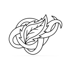 Outline leaf icon isolated on white. Eco logo. Hand drawing art line. Bundle leaf. Sketch vector stock illustration