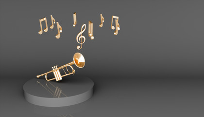 golden trumpet on a black background