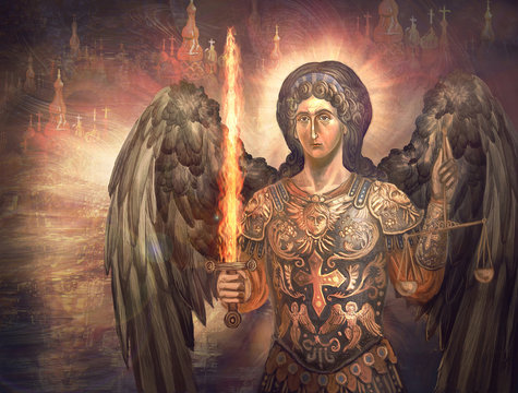 st. archangel Michael with burning sword	