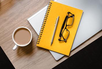 WFH - Work from Home Desk with Laptop, Notepad and Cup of Tea 3