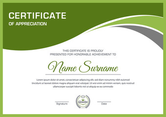 green modern certificate for corporate companies and all types business and other sectors