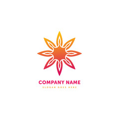 Fototapeta na wymiar Travel Sun Vector Logo. Abstract icon mark design template. Creative logotype concept element sign shape.