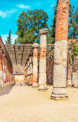Roman ruins in the Spanish city of Merida in a sunny day.