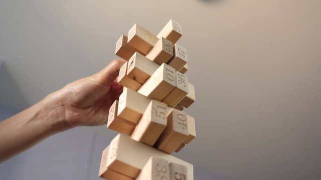 The blocks fell down.Business collapse concept.