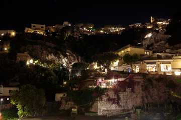 landscape of the night city of Positano in Italy