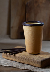 Eatable biscuit cup for coffee, cacao, tea, milk