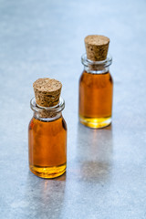Homemade Organic Maple Syrup in Small Mini Glass Bottles with Corks