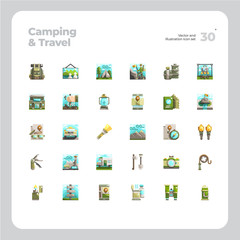 Vector Flat Icons Set of Camping Icon. Design for Website, Mobile App and Printable Material. Easy to Edit & Customize.