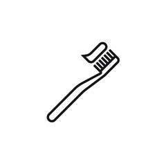 toothbrush icon outline isolated on white background