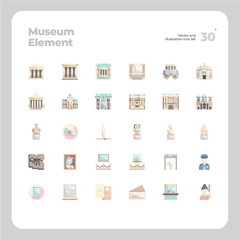 Vector Flat Icons Set of Museum Icon. Design for Website, Mobile App and Printable Material. Easy to Edit & Customize.