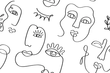 Gordijnen Abstracte gezichten naadloze patroontextuur © artrise