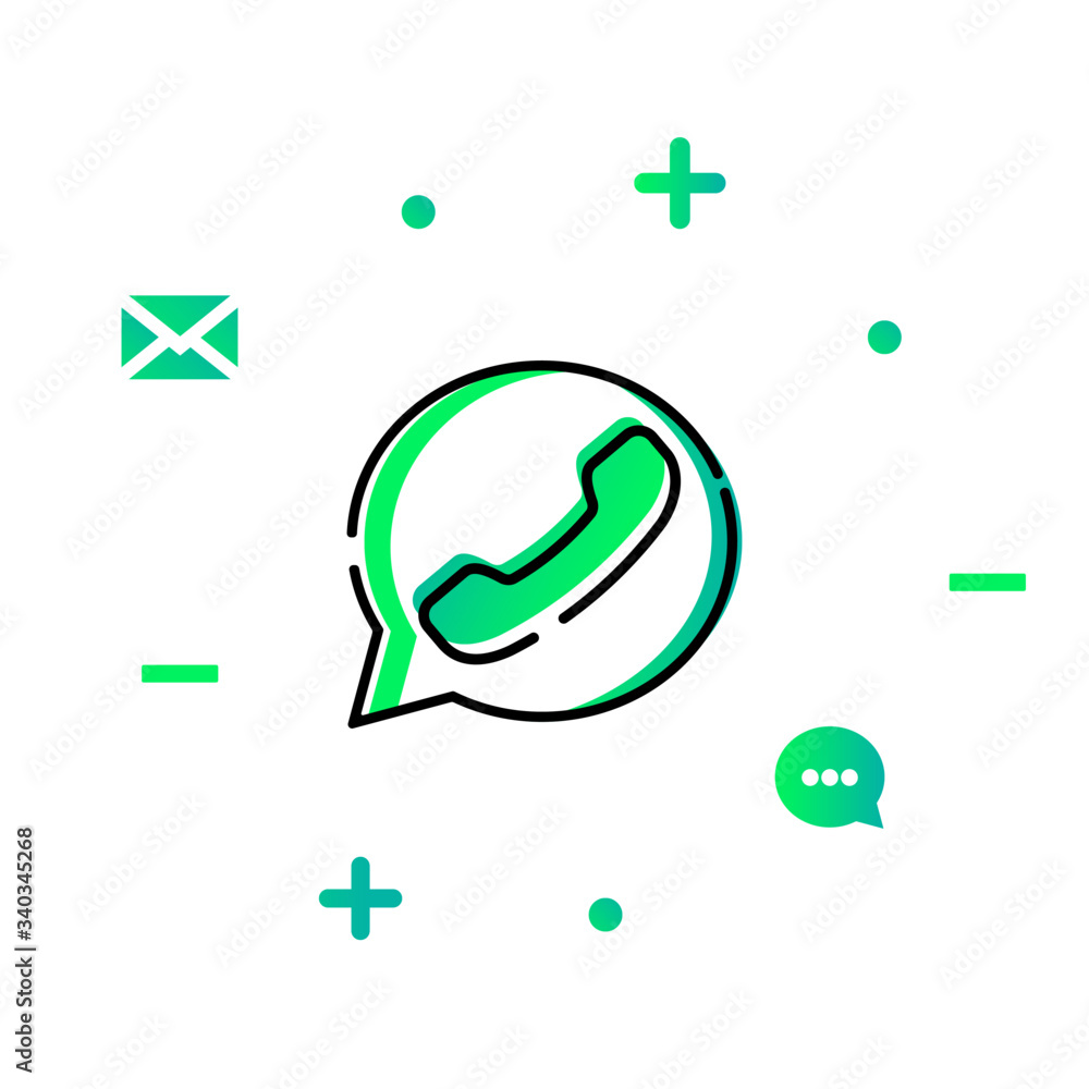 Poster accept call icon or whats app telephone modern button for web or app store design symbol isolated on