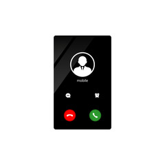 Mobile call screnn template. Incoming phone call. The smartphone icon flat on an isolated white background. EPS 10 vector.