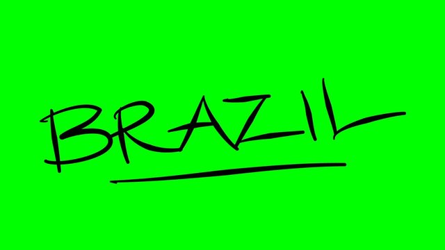 Brazil drawing text on green background