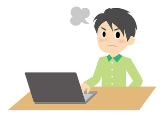 リモートワークの男性　怒る