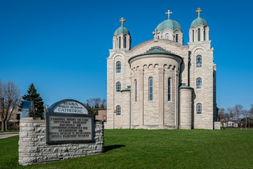 Milwaukee, WI / USA - April, 18,2020: Saint SAVA Serbian Orthodox Cathedral 3201 South 51st Street, Milwaukee WI