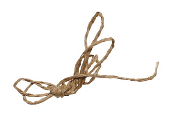 Tied, tangled up knot, strings, rope isolated on white background with clipping path