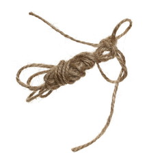 Tied, tangled up knot, strings, rope isolated on white background with clipping path